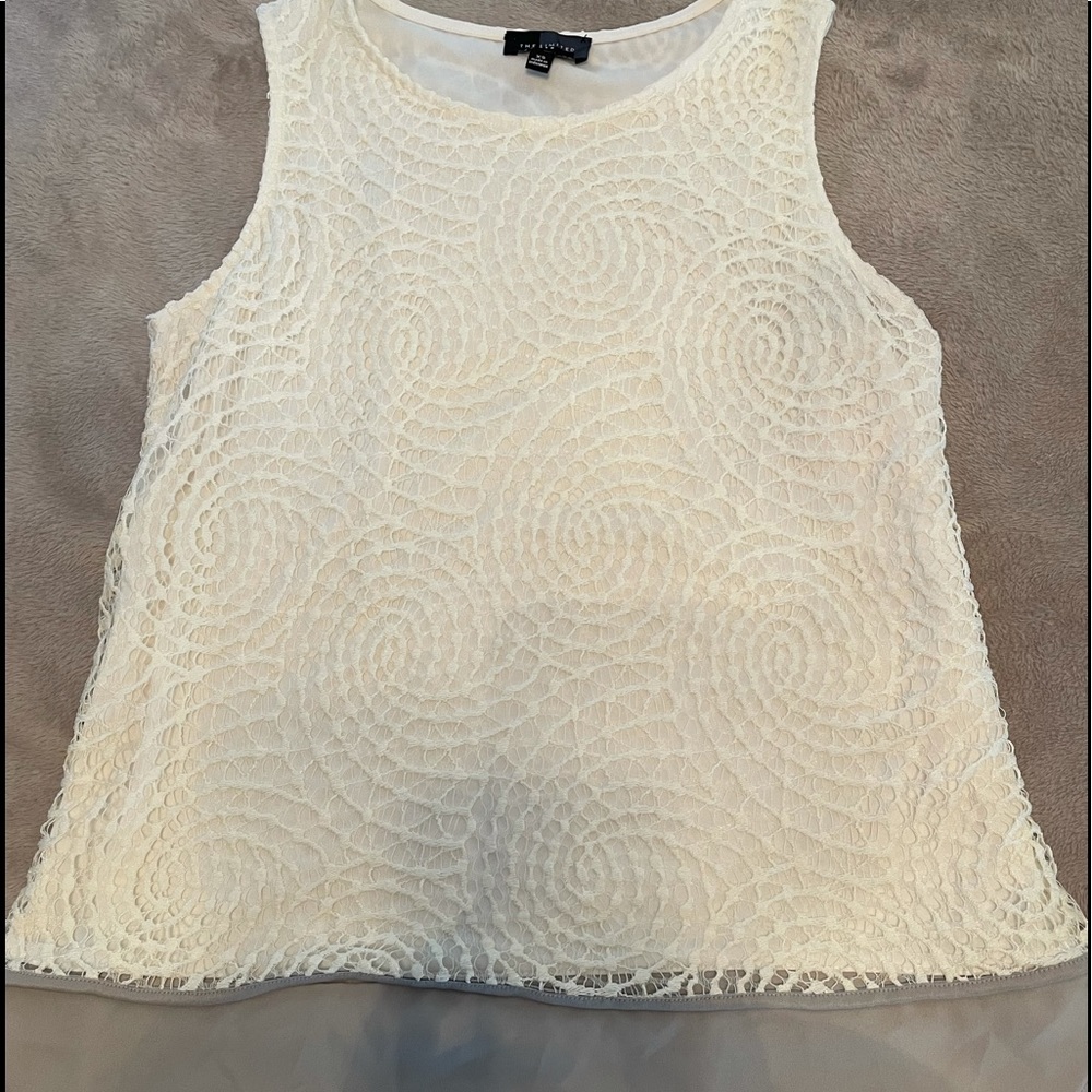 Crocheted look sleeveless lined blouse, XS, 15
